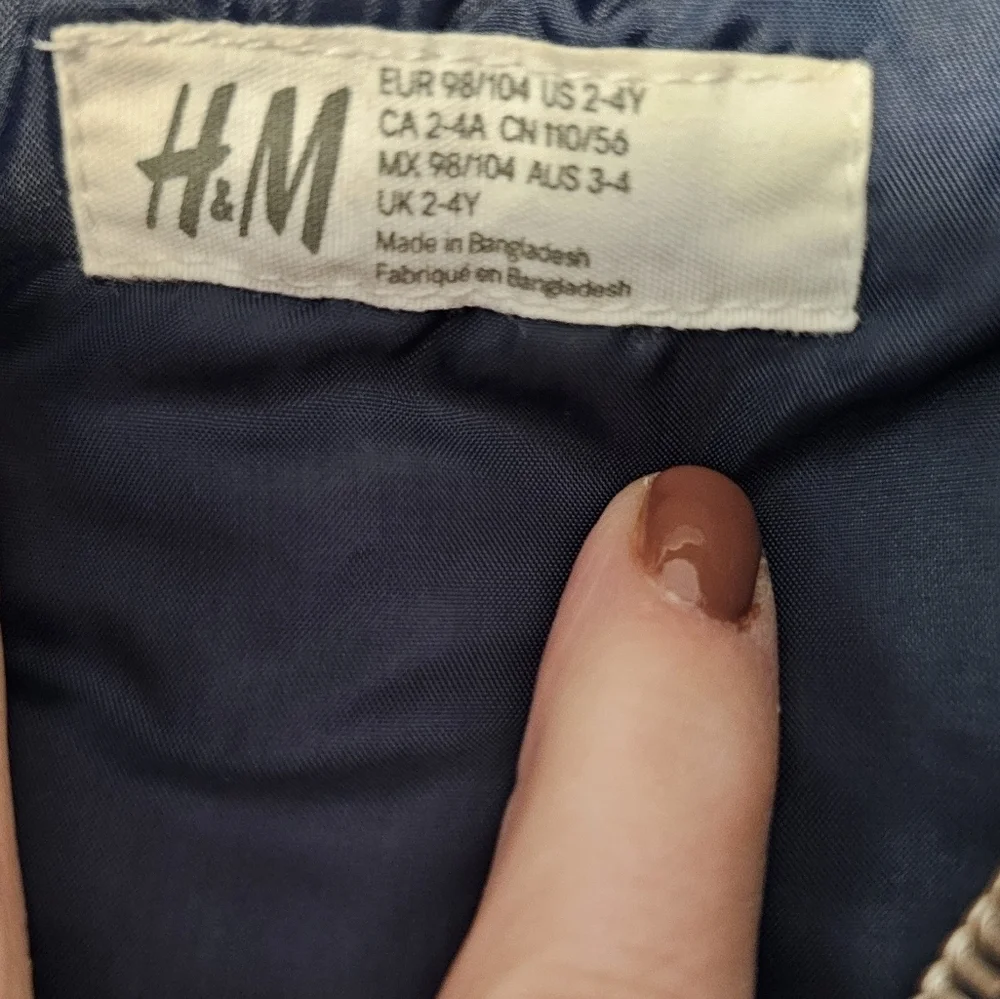 H&M Navy Jacket and Grey Removable Hood Boys Size 2-4 Years